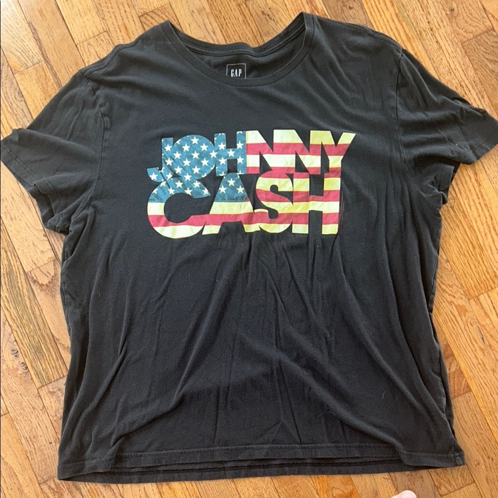 GAP Black Johnny Cash Stars and Stripes Tee